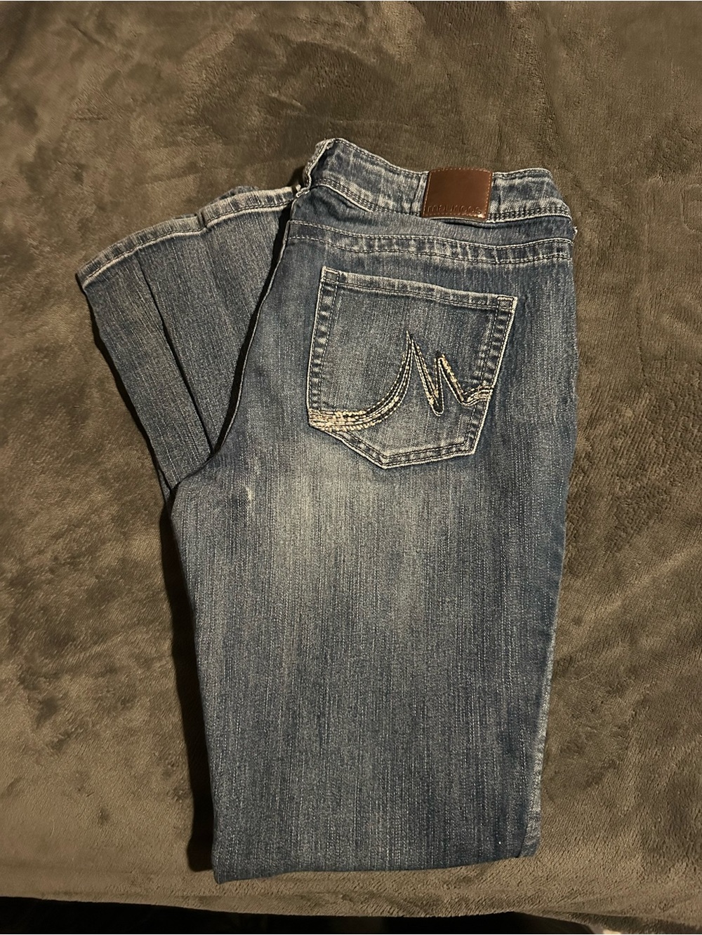 Maurices Medium Blue Bootcut Jeans with Embroidered Back Pocket
